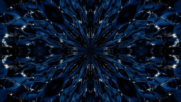 Abstrato, belos raios azuis escuros que vêm do centro e se espalhando por todos os lados, fundo movimento caleidoscópio. Fundo geométrico com figuras simétricas . — Fotografia de Stock