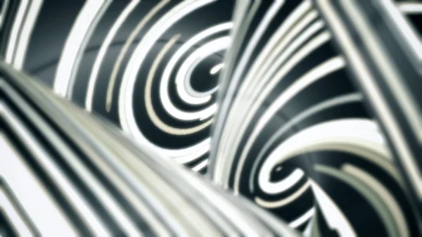 Чорно-білі скручені лінії течуть швидко, безшовно. Абстрактний рух фону з вузькими лініями неонового світла, монохромний . — стокове фото