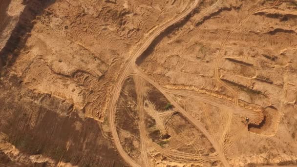 Aerial view of the sand tracks in the desert. Desert trip. — Stock Video