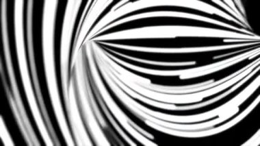 Özet akışı bir tünel, sorunsuz döngü içinde siyah ve beyaz çizgili. Siyah-beyaz dar çizgiler hareket huni hızlı..