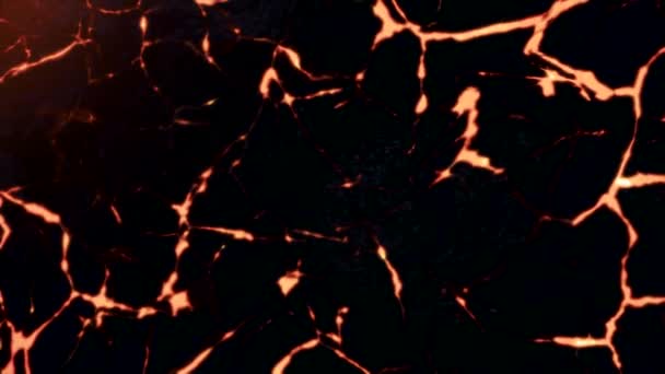Bruciante, lava rossa con crepe sulla superficie di pietra, vista dall'alto, anello senza soluzione di continuità. Magma liquido astratto in movimento e gorgogliante . — Video Stock