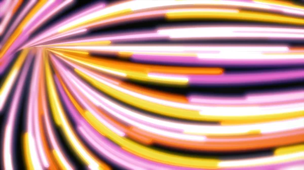 Abstrakta neon vågiga linjer går snabbt, rörelse bakgrunden. Snabbt rinner av smala, böjda, färgglada ränder, sömlös loop. — Stockfoto