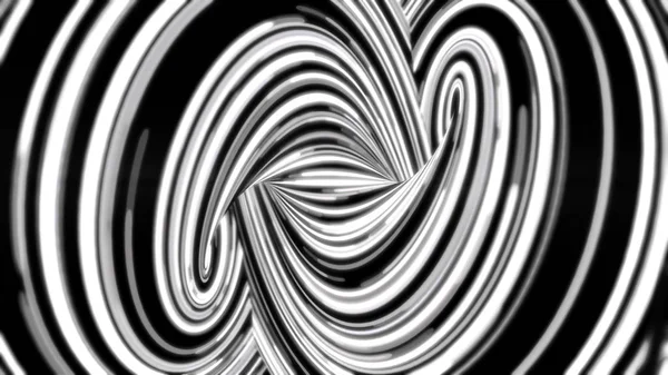 Abstrakt bakgrund med oändligheten skylt bildas av många smala, blak och vita linjer, sömlös loop. Böjda, neon ränder flyttar oändligt monokrom. — Stockfoto