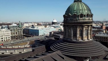 Kubbe ve Kazan Katedrali St Petersburg Rusya sütunlarından. Saint Petersburg şehir, Rusya üzerinde havadan görünümü