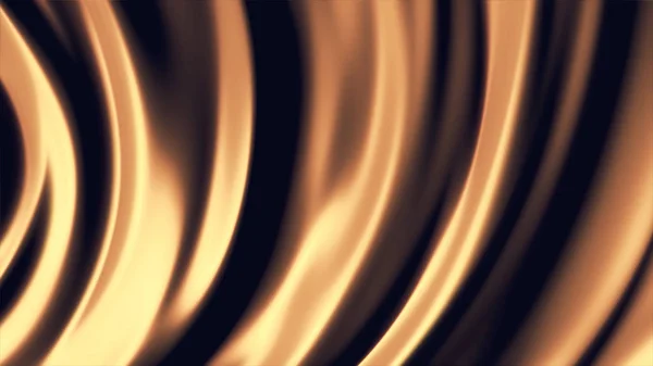 Las líneas anchas abstractas, suaves y curvas se mueven en un círculo en un lazo dorado brillante y sin costuras. Primer plano para espiral giratoria abstracta, naranja . — Foto de Stock
