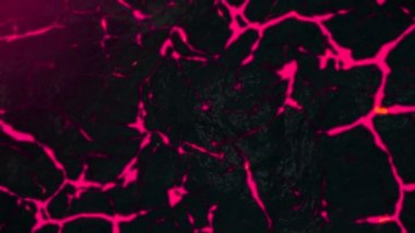 Soyut animasyon pembe lav çatlaklardan taş yüzeyinde patlak. Renkli soyut doku.