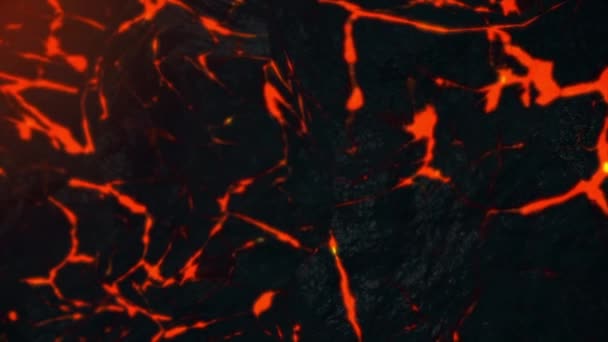 Animazione astratta di lava rossa che fuoriesce dalle crepe sulla superficie della pietra. Texture astratta colorata . — Video Stock