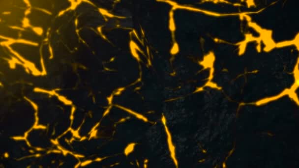 Animering av sprickbildning yta över avbrottet ut gula lava. Färgglad abstrakt textur. — Stockvideo