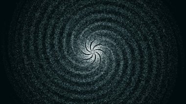 Soyut, iplik hipnotik koyu beyaz spiral, sorunsuz döngü, tek renkli. Sarmal siyah arka plan üzerine dönen animasyon.