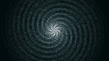Soyut, iplik hipnotik koyu beyaz spiral, sorunsuz döngü, tek renkli. Sarmal siyah arka plan üzerine dönen animasyon.