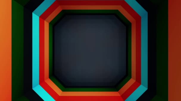 Vacker abstrakt kvadrat tunnel. Färgad fyrkantig tunnel — Stockvideo
