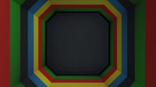 Prachtige abstracte vierkante tunnel. Gekleurde vierkante tunnel — Stockvideo