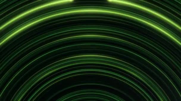 Glowing, arcuate, green lines lines shimmering endlessly. Seamless, loopable animation of abstract rainbow light stripes. — Stock Video