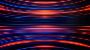 Çizgili parıldayan ışık birbirine sonsuz ve paralel hareket sallayarak. Renkli arka plan eğri, kırmızı ve mavi çizgili, sorunsuz döngü.