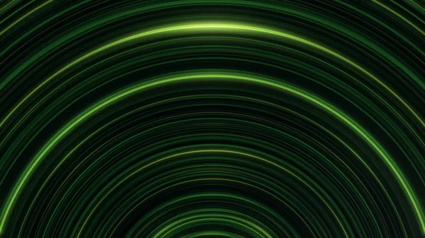 Блискучі, дугоподібні, зелені лінії мерехтять нескінченно. Безшовна, циклічна анімація абстрактних світлих смуг веселки . — стокове фото