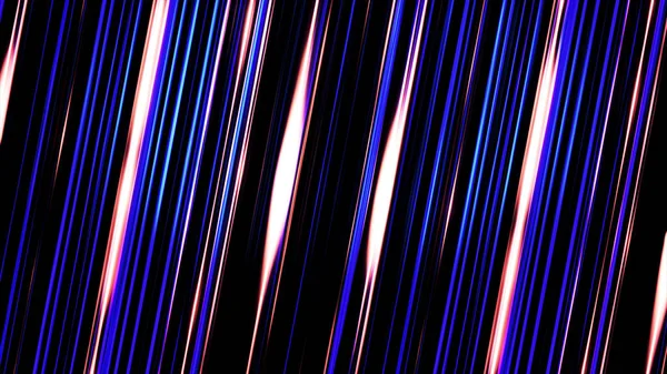Glinsterende rechtstreeks paarse lijnen die op de zwarte backgroundand draaien, naadloze loops schijnt. Parallelle heldere stralen spinnen en schijnen eindeloos. — Stockfoto