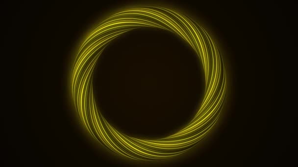 抽象自转天使翼圆环背景。摘要无缝环背景黄色发光发光环 — 图库视频影像