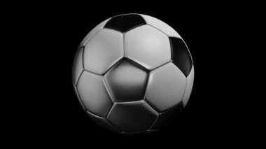 Futbol topuyla yansıma siyah arka plan üzerine siyah zemin üzerine futbol animasyon. Futbol topu arka plan