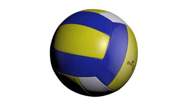 Une animation en boucle d'une balle de volley-ball tournant sur fond blanc — Video