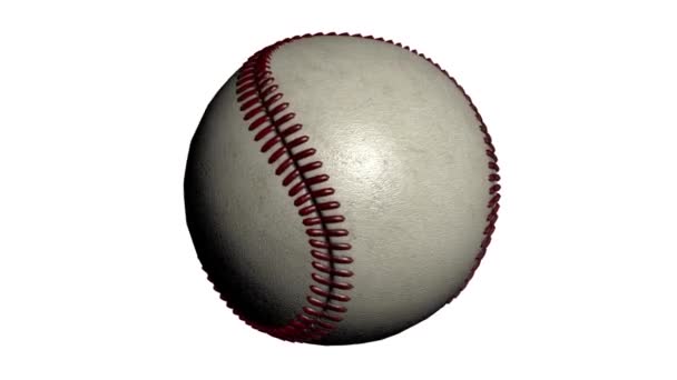 Photorealistic baseball rotating on the white background. Alpha channel included. Seamless loop — Stock Video