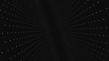Arka plan Puan dizi yaptı. Soyut fraktal nokta matris kafes hareket. Geometrik nokta yapısı sinek. Koyu arka plan üzerinde soyut fütüristik evren