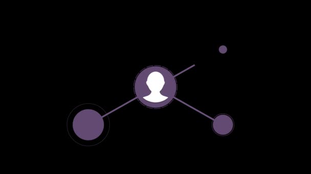 Social Network People Icon Link Connection Technology Loop Animation, fond noir. Icône technologique Symbole Animation numérique — Video