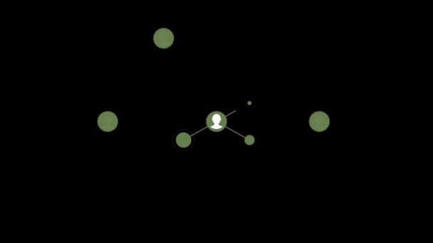 Sociala nätverk personer ikonen länk anslutning teknik Loop Animation, svart bakgrund. Teknik ikon Symbol Digital animering — Stockvideo