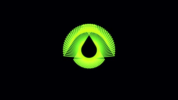 Абстрактна анімація з обертовими трикутниками на чорному фоні комп'ютерного візуалізатора. Зелені трикутники — стокове відео