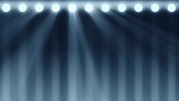明亮的舞台灯光闪烁。灯光聚光灯墙舞台动画 — 图库视频影像