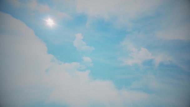 Vuela a través de las nubes en el cielo. Animación. Hermosas nubes en el cielo — Vídeo de stock