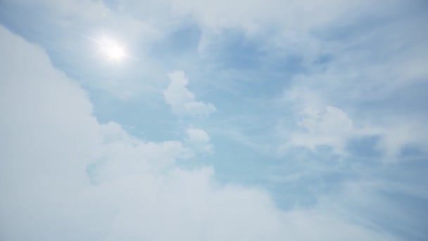 Volez à travers les nuages dans le ciel. Animation. De beaux nuages au ciel — Video