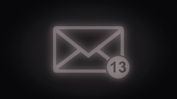 Ouverture de l'email. Nouvelle notification par e-mail sur l'appareil smartphone. Icône mail, animation vidéo — Video