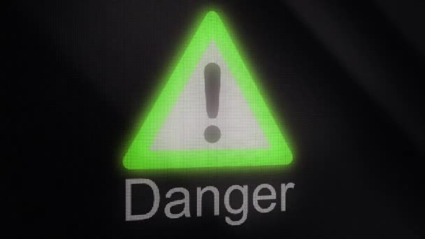 Animáció extrudálás, a veszély jelképe. Koponya, nukleáris veszély regisztrál figyelmeztetések. Figyelmeztető jel élénkség — Stock videók