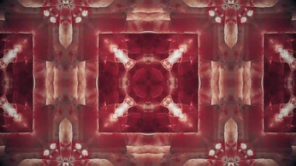 Rote Kaleidoskop-Sequenzmuster. abstrakte mehrfarbige Bewegungsgrafik Hintergrund. schöne helle Ornamente. nahtlose Schleife — Stockvideo