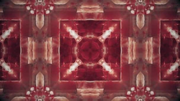 Red kaleidoscope sequence patterns. Abstract multicolored motion graphics background. Beautiful bright ornament. Seamless loop — Stock Video