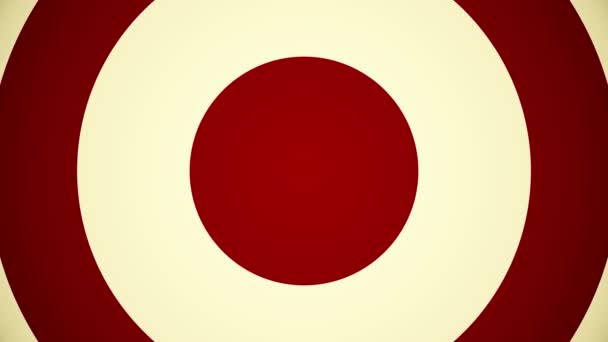 Abstrakter Hintergrund mit Animation bewegter Retro-Muster aus bunten Kreisen wie Sonnenstrahlen. retro radialen Hintergrund. Animation einer nahtlosen Schleife. rote und gelbe Farben — Stockvideo