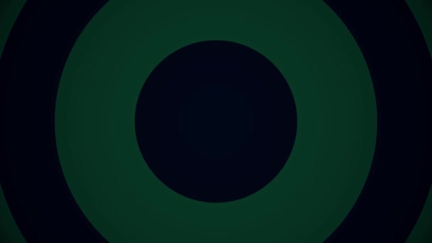 Abstract background with animation of moving retro patterns from colorful circles like sun beams. Retro radial background. Animation of seamless loop. Black and green colors — Stock Video