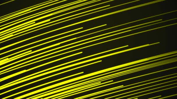 Vackra ljus fotoner kör snabbt gul färg. Digital designkoncept. Loopas animering av glödande linjer — Stockvideo
