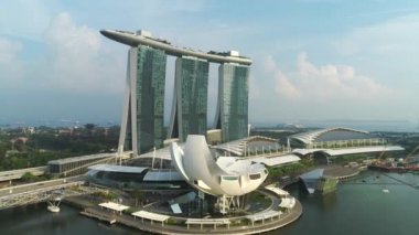 Marina Bay Sands Singapur hava görünümünü. Vurdu. Singapur şehir manzarası ile Marina Bay Sands, havadan görünümü