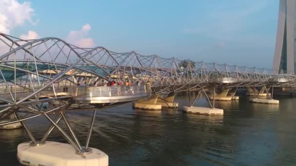 Panorama města Singapur. Střela. Letecký pohled na Marina bay a Barča — Stock video