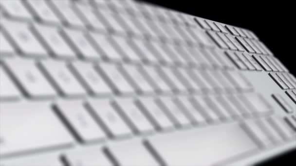 Крупный план анимации белых кнопок клавиатуры. Клавиатура компьютера, анимация — стоковое видео
