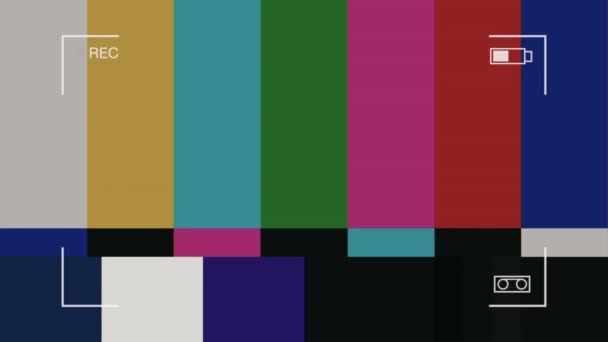 Stand by TV. Color Bars Glitch No Signal. Camera Recording Screen with alpha channel in loop mode. Glitch No Signal background — Stock Video