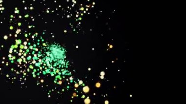 Soyut bokeh parçacıklar renkli. Arka plan, parlayan ışıklar, kıvılcım ve parçacıklar hareket renkler