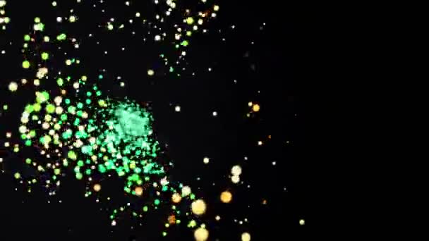 Soyut bokeh parçacıklar renkli. Arka plan, parlayan ışıklar, kıvılcım ve parçacıklar hareket renkler — Stok video