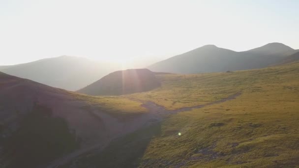 Dağların üzerinden uçuş. Küçük. Altay, Sibirya. Göl ve orman Vadisi üzerinde uçan — Stok video