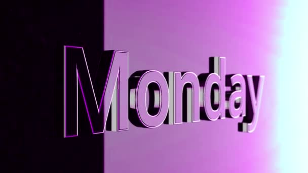 Od poniedziałku tytuł. Wyraz "Poniedziałek" animacji. Tekst animowany film - poniedziałek — Wideo stockowe
