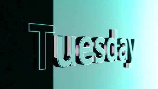 Animationstext - Dienstag. Neon-Text des Tages der Woche Dienstag — Stockvideo