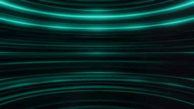 Soyut animasyon renkli parıldayan ve eğri turkuaz çizgiler. Arka plan.