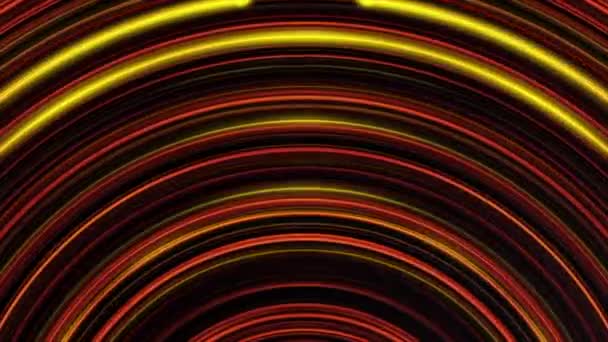 Animation of abstract red and blue neon circles moving and shimmering on a dark background. Colorful animation. — Stock Video