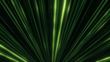 Soyut animasyon eşit renkli yeşil neon ışınları hareket neon tünelde. Renkli soyutlama.